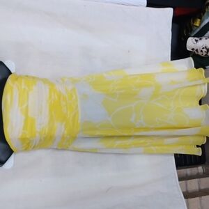 Banana Republic Silk Yellow & white Strapless Dress size 8